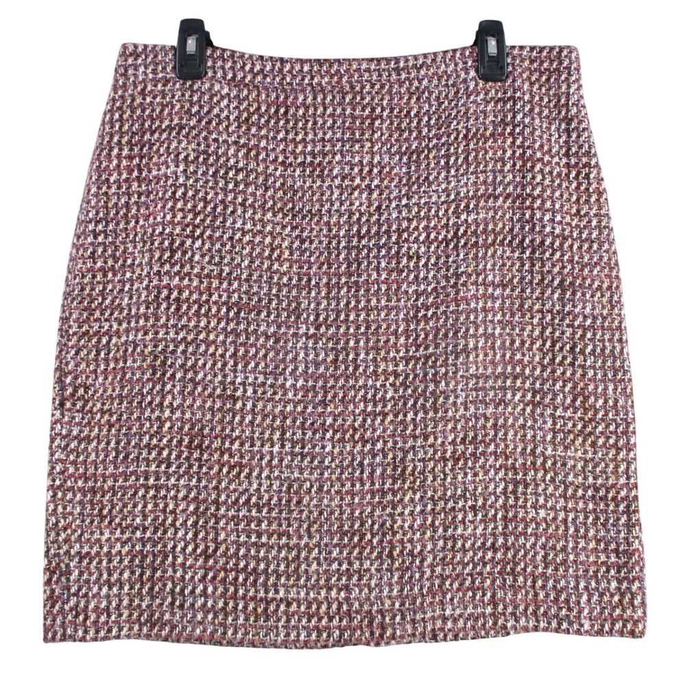 Loft Outlet Pink Purple‎ Multi Color Tweed Mini Pencil Skirt Womens Size 12